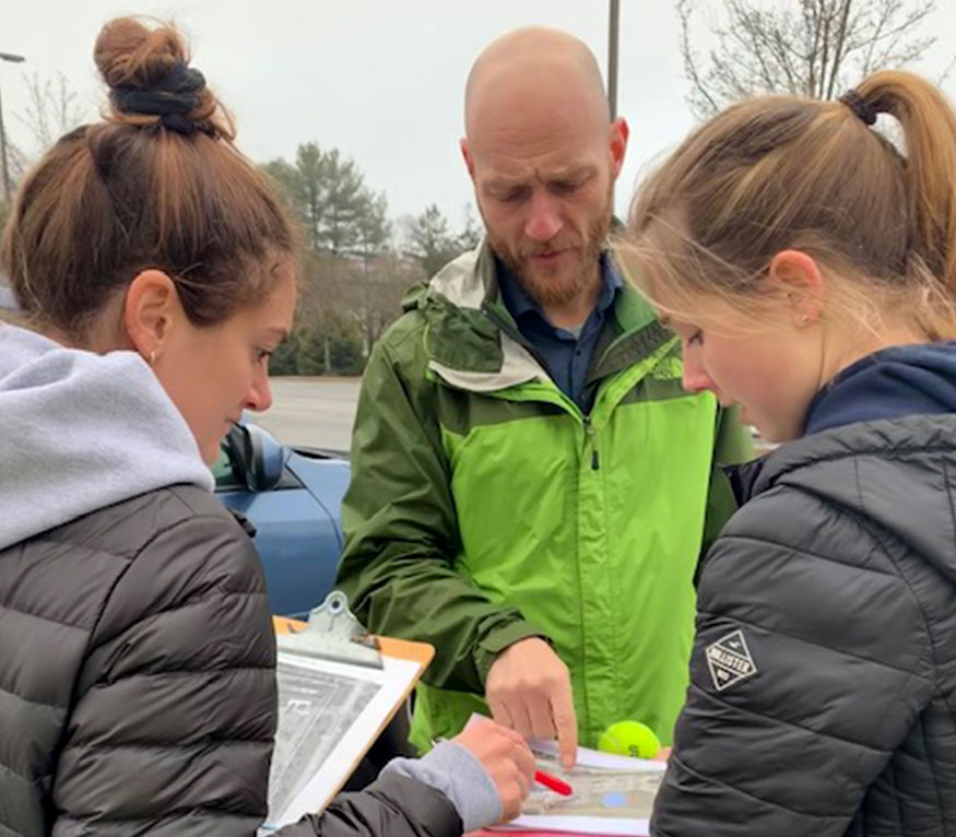 students looking at a map